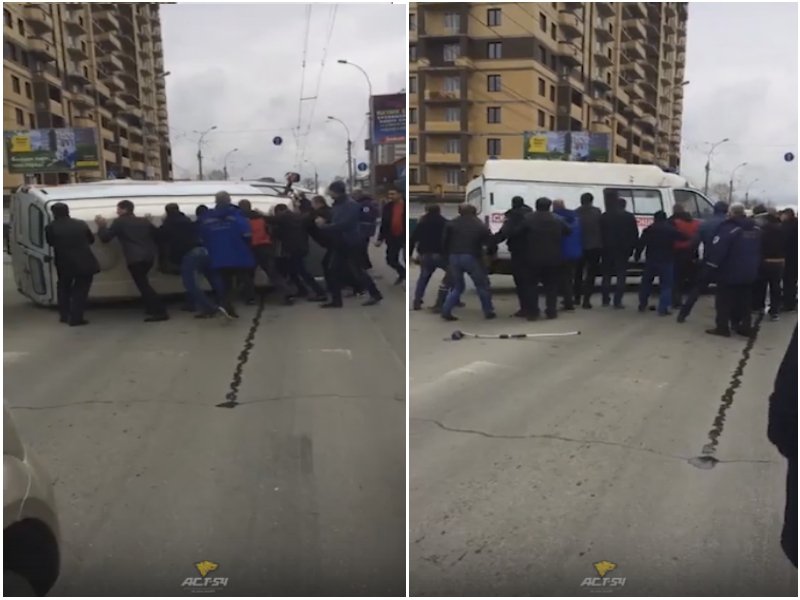 ДТП в Новосибирске: очевидцы ставили на колеса «скорую»