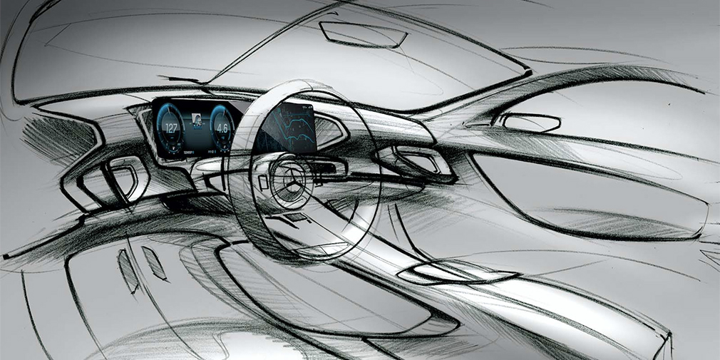 Mercedes-Benz показала на эскизах салон нового кроссовера GLE‍