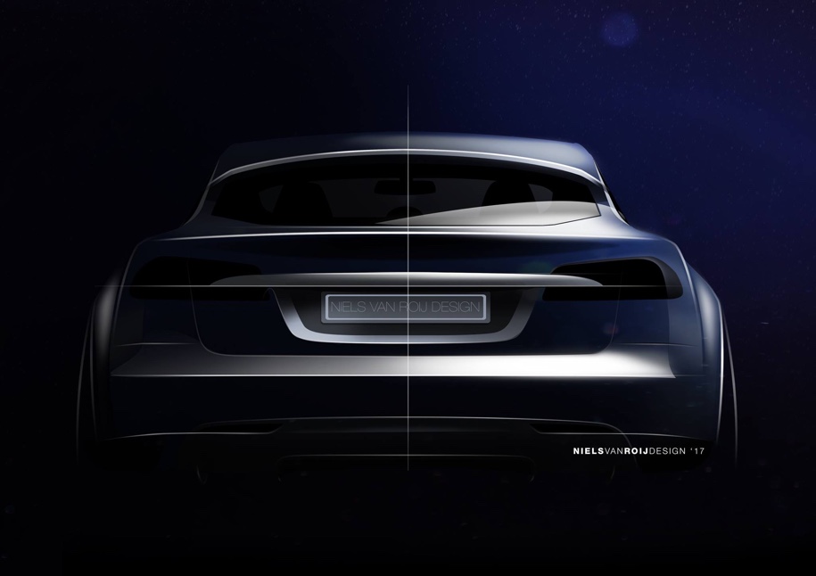 В Сети рассекретили дизайн универсала на базе Tesla Model S‍
