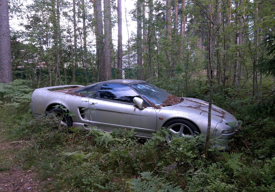 Покрытый мхом спорткар Honda NSX найден в лесу под Петербургом
