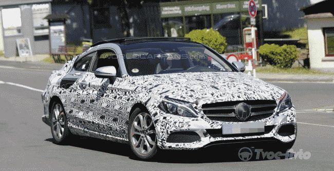 Mercedes-Benz вывел на тесты C-Class Coupe с меньшим камуфляжем