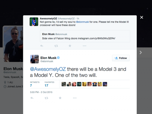 Доступный кроссовер Tesla назовут Model Y