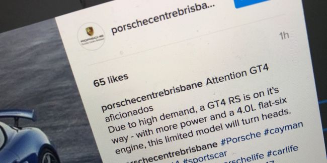 Porsche представит в марте спецверсию купе Cayman GT4 RS