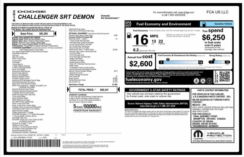 На eBay продают два маслкара Dodge Challenger SRT Demon